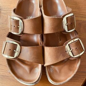 Birkenstock Brown Leather Sandals with Buckle